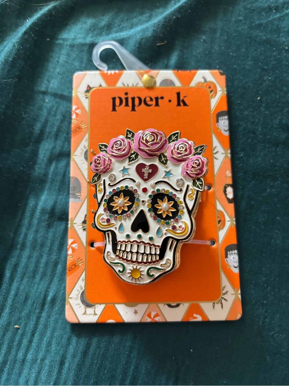 Sugar Skull Halloween Hair Clip. Large